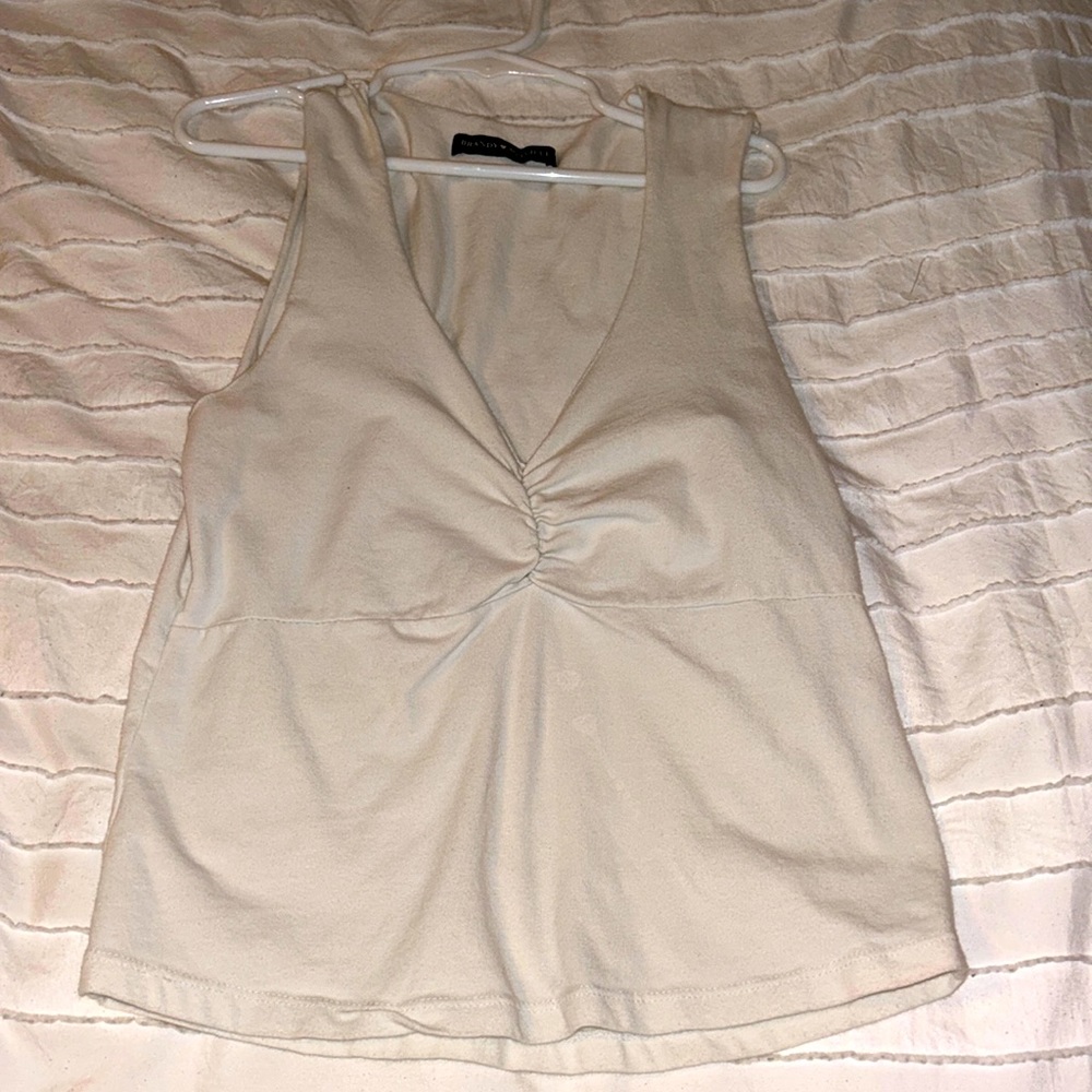 Brandy Melville White V-neck Top